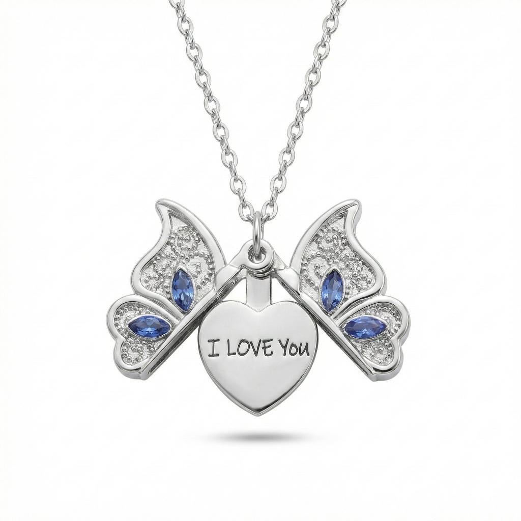 قلادة قلب وفراشة